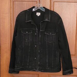 AG Jeans Women's M Distressed Black Denim Jean Jacket NWOT
